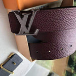 LOUIS VUITTON TAURILLON LEATHER LV INITIALES SILVER 40MM REVERSIBLE BURGUNDY M9152Q