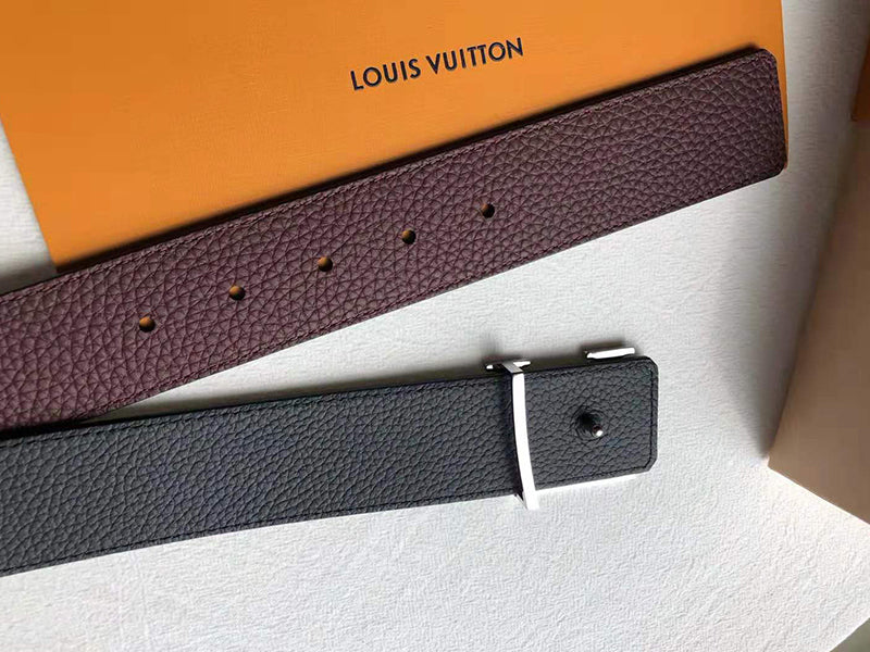 LOUIS VUITTON TAURILLON LEATHER LV INITIALES SILVER 40MM REVERSIBLE BURGUNDY M9152Q