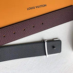 LOUIS VUITTON TAURILLON LEATHER LV INITIALES SILVER 40MM REVERSIBLE BURGUNDY M9152Q