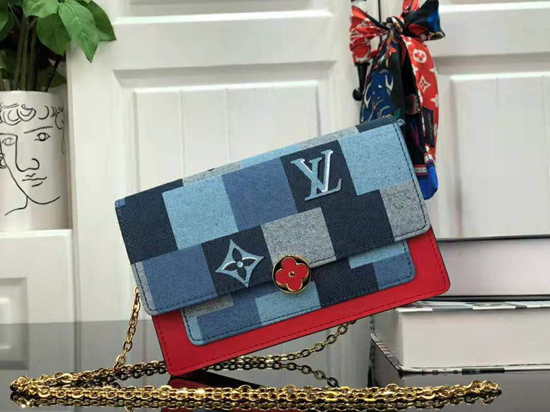 LOUIS VUITTON MONOGRAM DENIM CANVAS FLORE CHAIN WALLET M69036