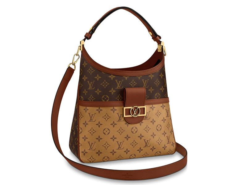 LOUIS VUITTON MONOGRAM CANVAS AND MONOGRAM REVERSE CANVAS HOBO DAUPHINE MM