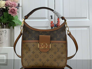 LOUIS VUITTON MONOGRAM CANVAS AND MONOGRAM REVERSE CANVAS HOBO DAUPHINE MM