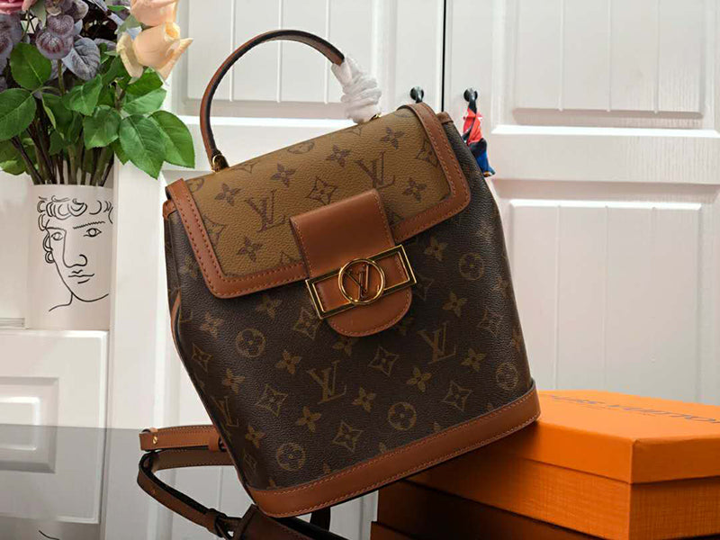 LOUIS VUITTON MONOGRAM CANVAS AND MONOGRAM REVERSE CANVAS DAUPHINE BACKPACK PM