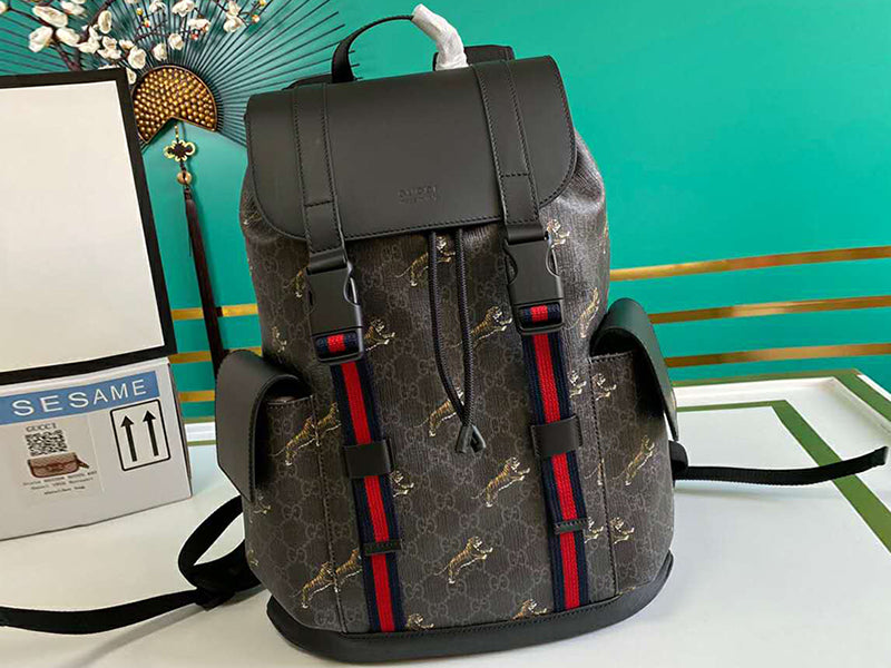 GUCCI BESTIARY BACKPACK WITH TIGERS BLACK 495563