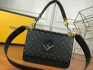 Fendi Kan I F Leather Bag Black