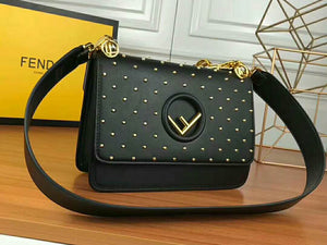 Fendi Kan I F Leather Bag Black