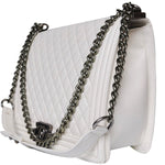 BOY CHANEL FLAP BAG LARGE WHITE