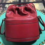 GUCCI 1955 HORSEBIT LEATHER BUCKET BAG RED 602118