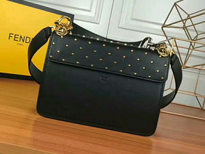 Fendi Kan I F Leather Bag Black