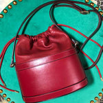 GUCCI 1955 HORSEBIT LEATHER BUCKET BAG RED 602118