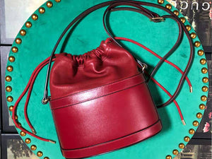 GUCCI 1955 HORSEBIT LEATHER BUCKET BAG RED 602118