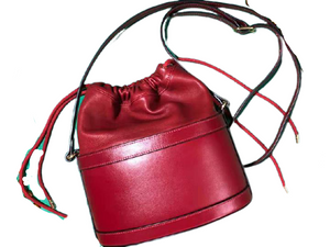 GUCCI 1955 HORSEBIT LEATHER BUCKET BAG RED 602118