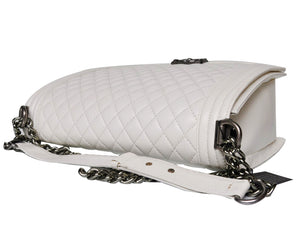 BOY CHANEL FLAP BAG LARGE WHITE