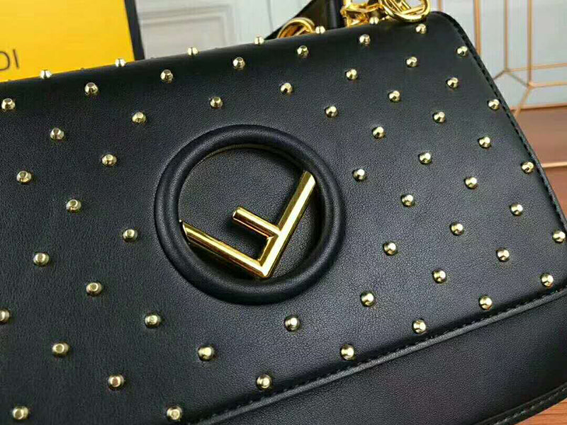 Fendi Kan I F Leather Bag Black