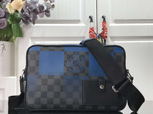 LOUIS VUITTON DAMIER GRAPHITE GIANT CANVAS ALPHA MESSENGER BLUE N40408