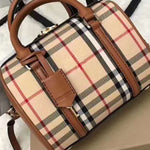 BURBERRY BOSTON BAG IN VINTAGE CHECK AND LEATHER BROWN