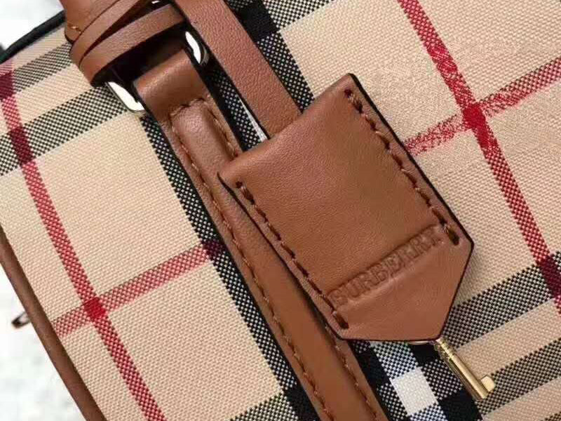 BURBERRY BOSTON BAG IN VINTAGE CHECK AND LEATHER BROWN