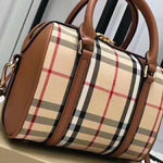 BURBERRY BOSTON BAG IN VINTAGE CHECK AND LEATHER BROWN