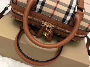 BURBERRY BOSTON BAG IN VINTAGE CHECK AND LEATHER BROWN