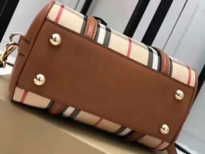 BURBERRY BOSTON BAG IN VINTAGE CHECK AND LEATHER BROWN