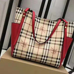 BURBERRY HAYMARKET CHECK TOTE BAG RED