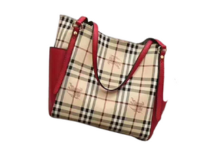 BURBERRY HAYMARKET CHECK TOTE BAG RED