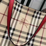 BURBERRY HAYMARKET CHECK TOTE BAG RED