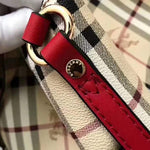 BURBERRY HAYMARKET CHECK TOTE BAG RED