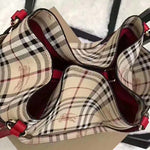 BURBERRY HAYMARKET CHECK TOTE BAG RED