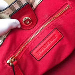 BURBERRY HAYMARKET CHECK TOTE BAG RED