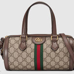 GUCCI OPHIDIA GG SMALL BOSTON BAG BROWN