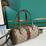 GUCCI OPHIDIA GG SMALL BOSTON BAG BROWN