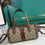 GUCCI OPHIDIA GG SMALL BOSTON BAG BROWN