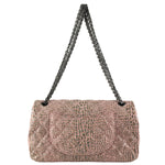 CHANEL 2.55 DOUBLE FLAP CROC LEATHER EFFECT PINK