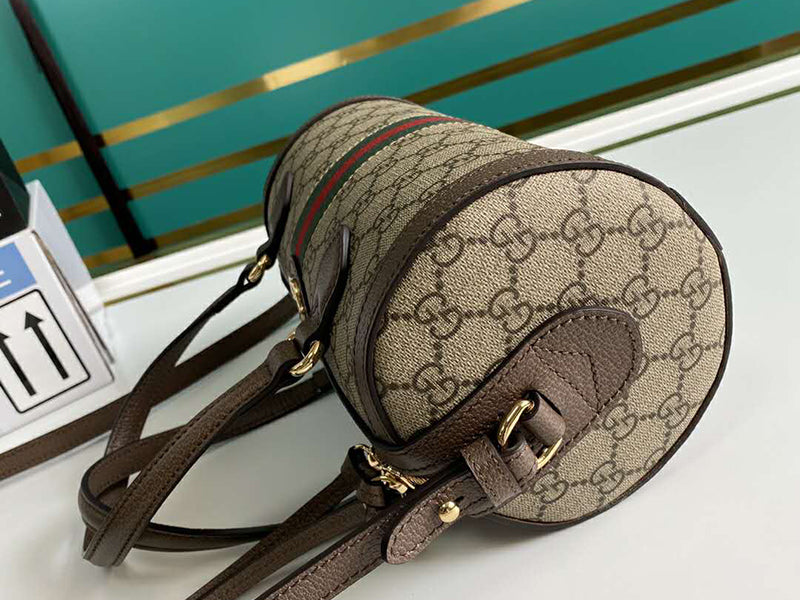 GUCCI OPHIDIA GG SMALL BOSTON BAG BROWN