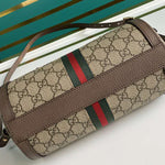 GUCCI OPHIDIA GG SMALL BOSTON BAG BROWN