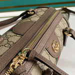 GUCCI OPHIDIA GG SMALL BOSTON BAG BROWN