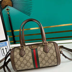 GUCCI OPHIDIA GG SMALL BOSTON BAG BROWN