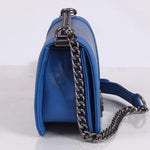 BOY CHANEL FLAP BAG BLUE WITH STINGRAY SKIN