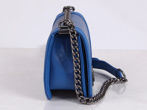 BOY CHANEL FLAP BAG BLUE WITH STINGRAY SKIN