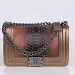 BOY CHANEL FLAP BAG BRONZE WITH SNAKE