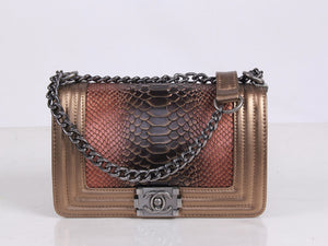 BOY CHANEL FLAP BAG BRONZE WITH SNAKE