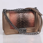 BOY CHANEL FLAP BAG BRONZE WITH SNAKE