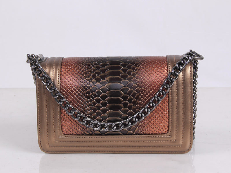 BOY CHANEL FLAP BAG BRONZE WITH SNAKE