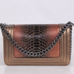 BOY CHANEL FLAP BAG BRONZE WITH SNAKE