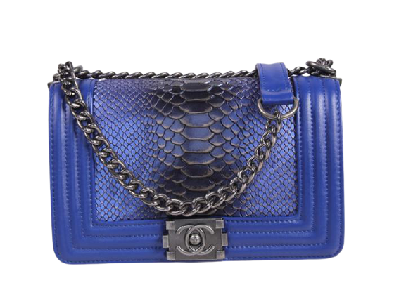 BOY CHANEL FLAP BAG BLUE WITH SNAKE