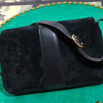 GUCCI ARLI SMALL SHOULDER BAG SUEDE BLACK WITH BLACK TRIM