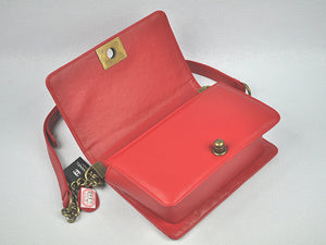 BOY CHANEL FLAP BAG IN GLAZED CALFSKIN RED IN BRONZE HARDWARE