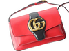 GUCCI ARLI SMALL SHOULDER BAG LEATHER RED WITH BLACK TRIM