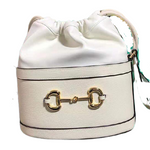 GUCCI 1955 HORSEBIT LEATHER BUCKET BAG WHITE 602118